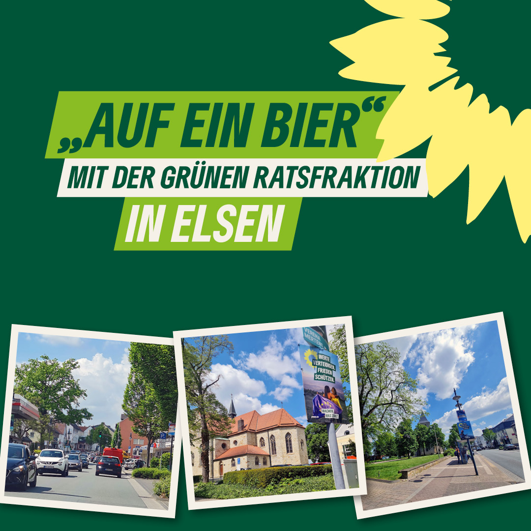 Unter der Überschrift „Auf ein Bier“ mit der grünen Ratsfraktion in Elsen werden Szenen aus dem Paderborner Stadtteil gezeigt.